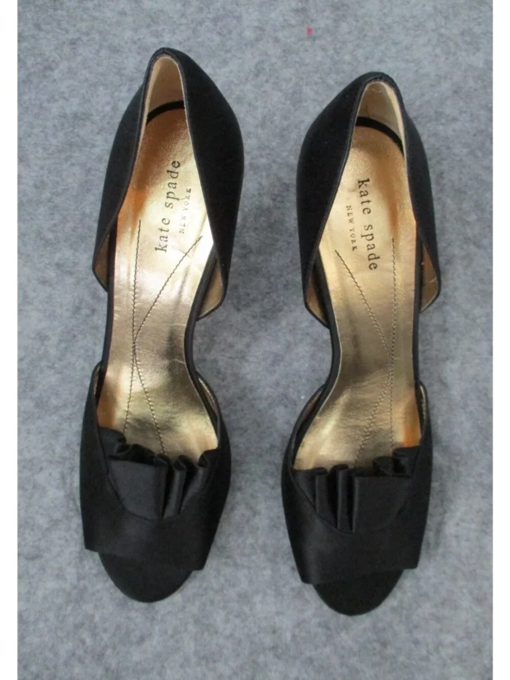 Kate Spade New York Womens Heels Size 10B Black Satin Chrisette Peep Toe